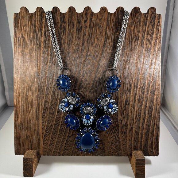 J. Sophie Jewelry - Statement Silver-Tone Necklace With Blue & Crystal Accents By J. Sophie